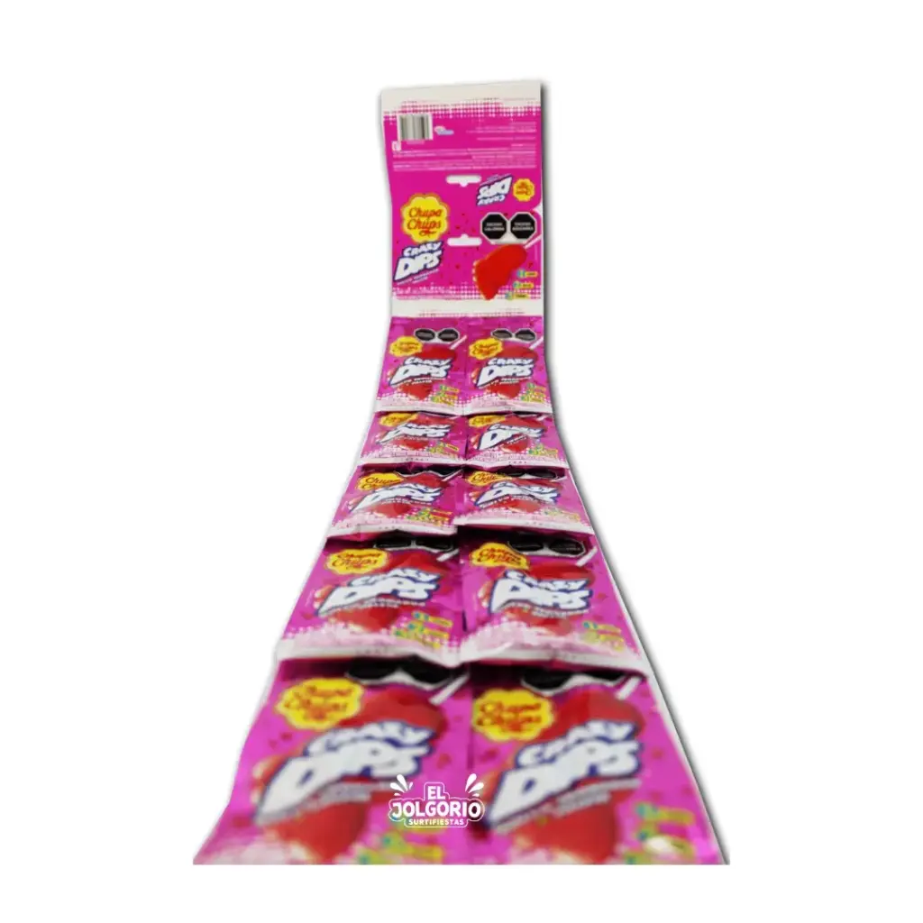 Tira Crazy Dips Chupa Chups Fresa 10 Pzas